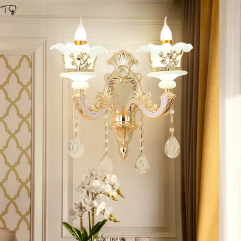 

European Crystal Wall Lamp Led Light Fixture Nordic Luxury Living Room Background Bedroom Headlamp Simple Modern Staircase Aisle