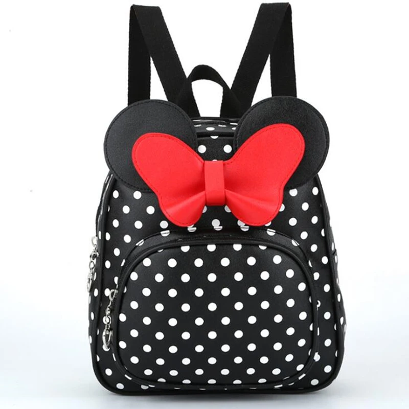 

New Fashion PU Baby Girls Kids Backpack Cartoon Cute Butterfly Knot Minnie Backpack Princess Mini Bag Bow Mouse Ears of 4 colors