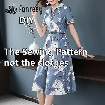

Ladies' Short-sleeved Summer Fashion Shirt Skirt Sewing Pattern Template Cutting drawing Clothing DIY WW-W983