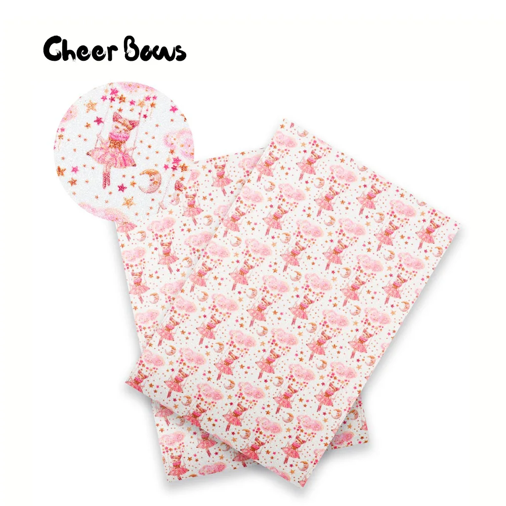 

22CM *30CM Glitter Fabric Pink Series Girls Mermaid Pattern Shiny Sheet DIY Hair Bow Handmade Clothing Crafts Glitter Fabrics