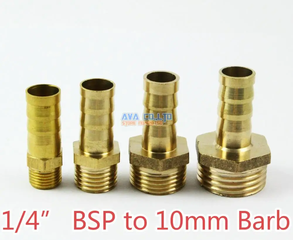 10 Brass Male 1/2" BSP x 10mm Barb Hose Tail Fitting Fuel Air Gas Hose Connector 