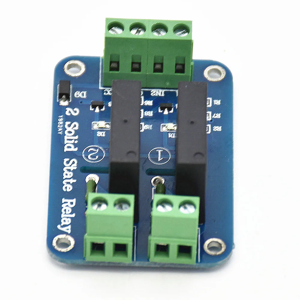 

5V 2-Channel Solid State Relay Board blue PCB used for MEGA2560 MEGA1280 ARM DSP PIC 62*42*24mm Load voltage range