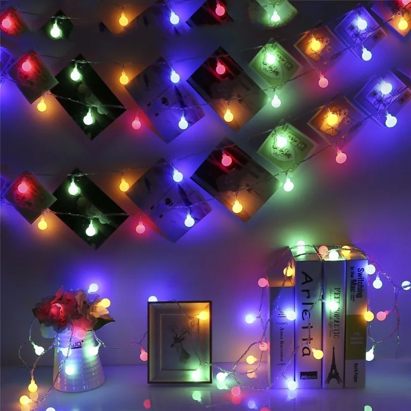 

50M LED Ball Bulb Garland Fairy Christmas Lights Outdoor waterproof Wedding Light Wall Lamp Decor Holiday Party Garden Battery