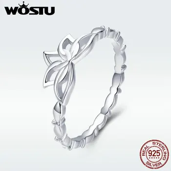 

WOSTU Original Fashion 925 Sterling Silver Lotus Flower Rings For Women Wedding Luxury Ring Luxury Brand Jewelry Gift DAR018