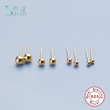 

BOAKO Silver Small Ball Stud Earrings 925 Sterling Silver Earings Fashion Jewelry Ball Earring Silver Earrings Body Accessories
