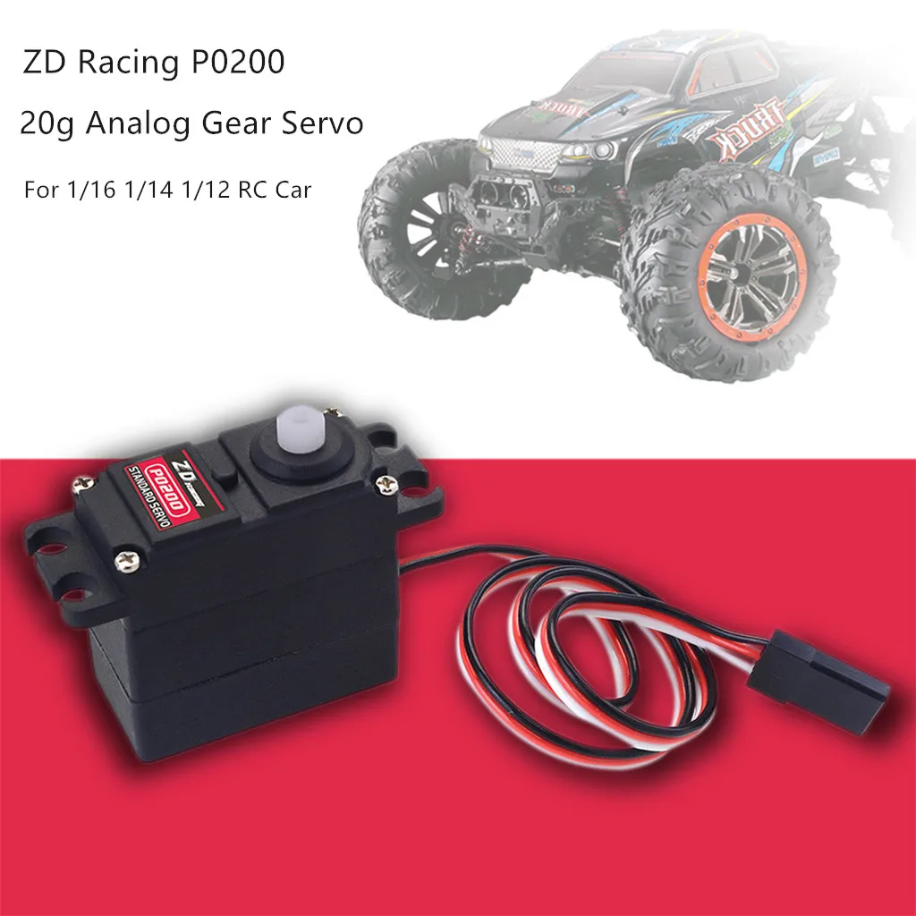 

ZD Racing P0200 20g Analog Gear Servo 3.3kg Torque For 1/16 1/14 1/12 RC Car High Quality RC Car Parts