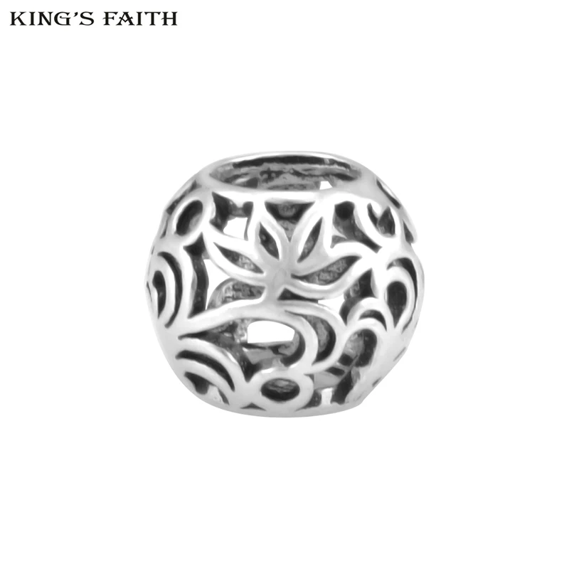 

KING'S FAITH 2018 New 100% Real 925 Sterling Silver Lotus Bead Fit Original Pandora Beads Charm Bracelets Making SSB135