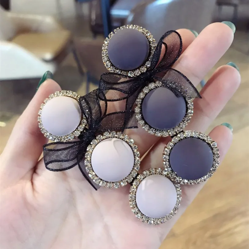

Haimeikang Cute Button Rhinestone Hair Clip Barrettes for Women Girls Retro Lace Bows Hairpins Headdress Hair Accessories