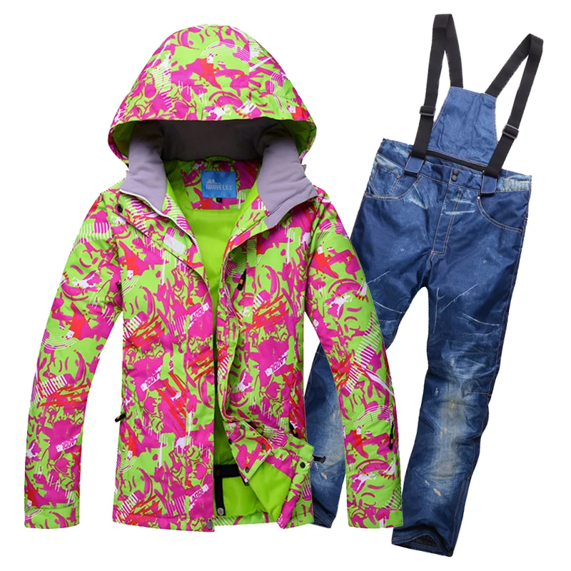 2018 Women's Snowboarding Jacket + Pant Female Snowboard Ski Suit