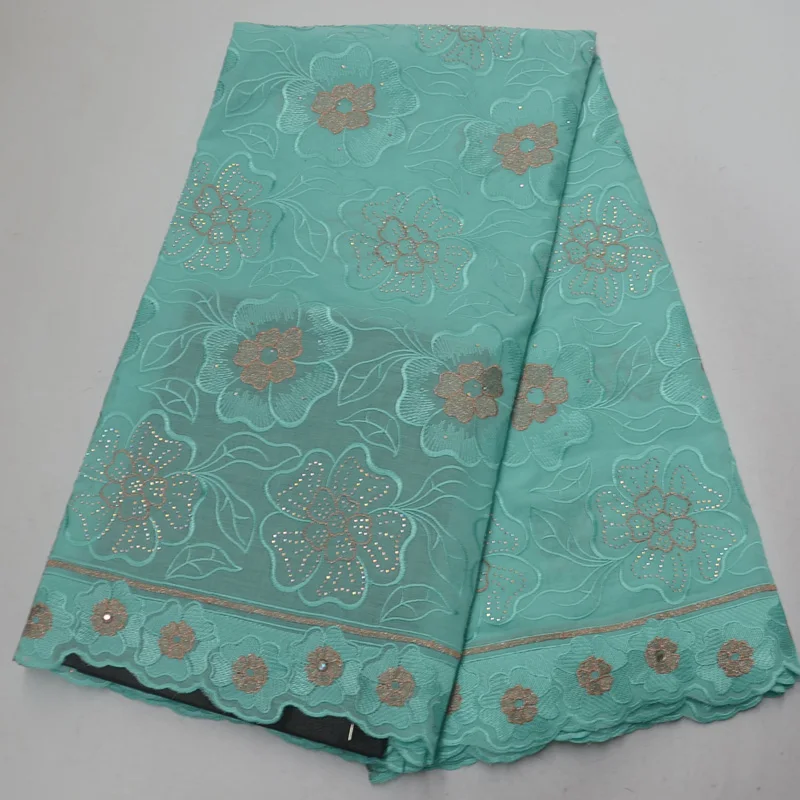 

Free shipping (5yards/pc) high quality mint green African cotton lace embroidered Swiss voile lace fabric for party dress CLP329