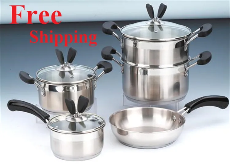 German Technic Cooking Tools 8pc Of Stainless Steel Cookware Set Pots Set  Pots And Pans Cooking Pots Glass Cover Induction Base - Cookware Sets -  AliExpress