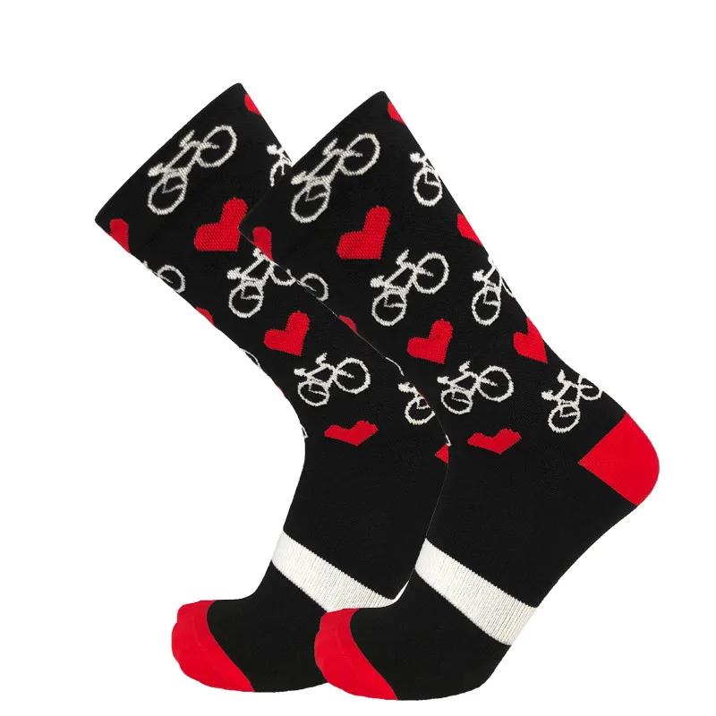 Профессиональные Спортивные профессиональные велосипедные Носки с рисунком сердца для мужчин и женщин, красивые Компрессионные носки для шоссейного велосипеда, горные носки для гонок
