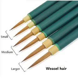 Weasel hair calligraphy brush hook line pen small/medium/larger regular script watercolor/ oil/ acrylic paint brush 3pcs/lot