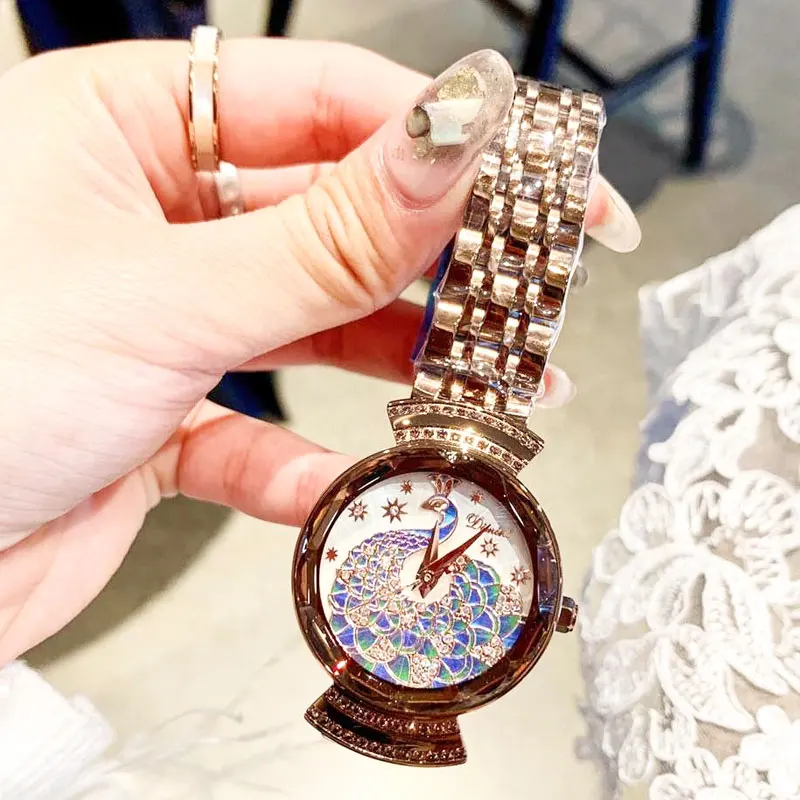 Женские часы простые и маленькие литературные женские часы художественный стальной ремень водостойкие кварцевые часы с красивым животным узором - Цвет: Caramel color