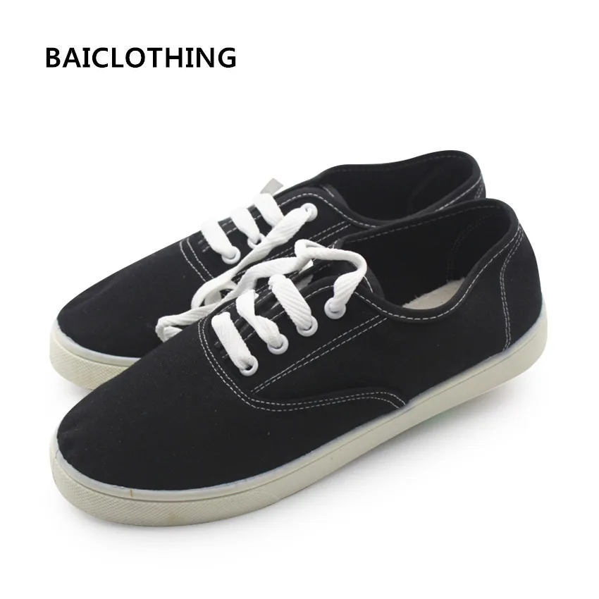 BAICLOTHING women spring summer lace up shoes lady cute comfortable vulcanize shoes student school white and