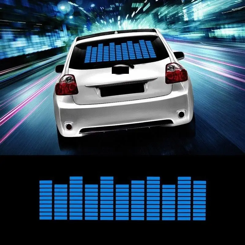 Голубой почвенный синий светильник, автомобильный музыкальный ритм, светодиодный светильник-вспышка, Активированный звук, эквалайзер, 90X25 см, 70X16 см
