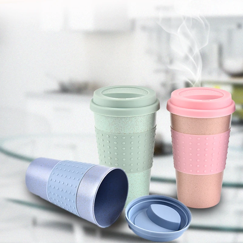 Portable Coffee Cups Travel Coffee Mug Silicone Lid Drinking Mug For