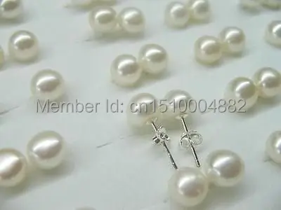 

shitou 0081 AAA Lots 50 Pairs 8-8.5mm Freshwater Pearl Stud Earring silver