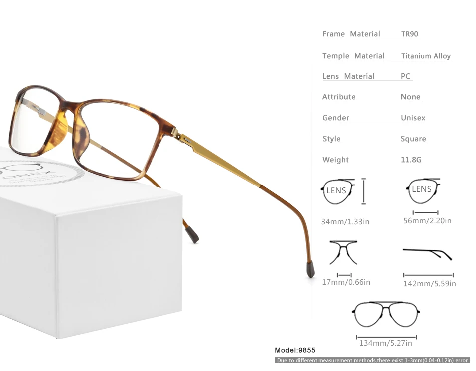 FONEX квадратные очки TR90, мужские очки для близорукости, оправа для очков по рецепту, Корейская оптическая оправа, очки без винтов 9855