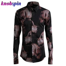 Модная мультяшный любимец рубашка с принтом Мужская трендовая одежда мужская с отложным воротником с длинным рукавом Тонкая Повседневная Деловая Мужская рубашка Camisas