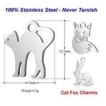 10 шт./лот,, нержавеющая сталь, кошачьи амулеты, VNISTAR, полированный, лиса, кролик, животное, сделай сам, амулеты, ювелирные изделия, поиск, поставки