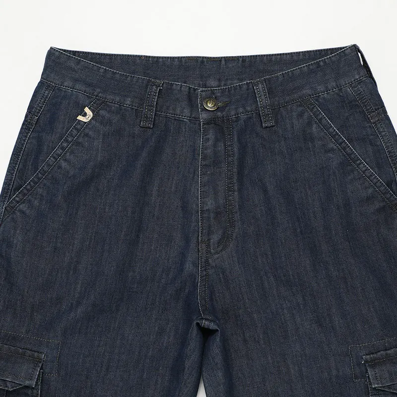 Summer JEEP Brand Cotton Cargo Jeans Elastic Men's Casual Full Length Retro Jeans Multi Pockets Cotton Pants Fashion Trousers 44 (4)
