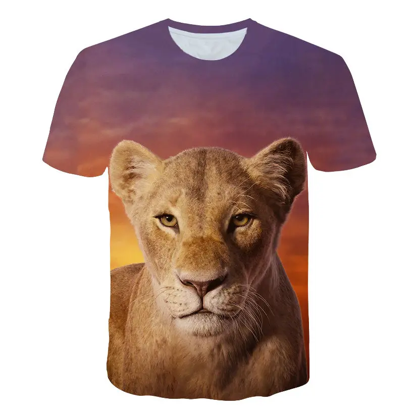 Мужская/Женская 3D футболка с рисунком льва, короля животных, летние топы, футболка, 5XL, настоящая - Цвет: Коричневый