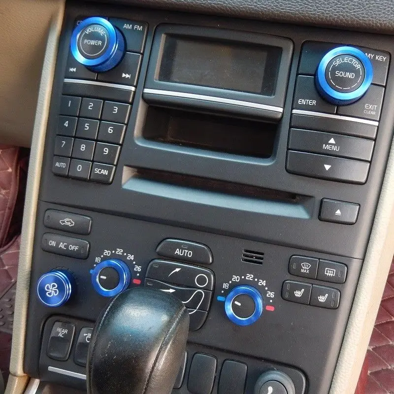 5 шт алюминиевый сплав автомобиль кондиционер вентилятор Кнопка Аудио Управление ручки кольцо отделка Подходит для Volvo XC90 2009-2014 стайлинга