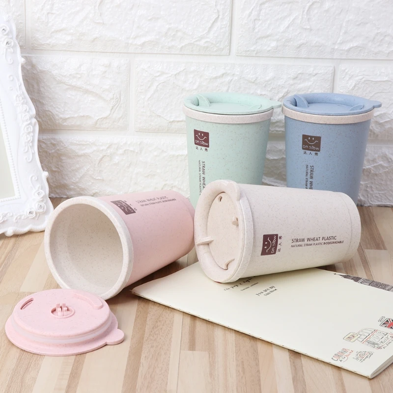 

280ml Wheat Straw Hand Coffee Cup Fashion Vacuum Student Insulation Cup #0622