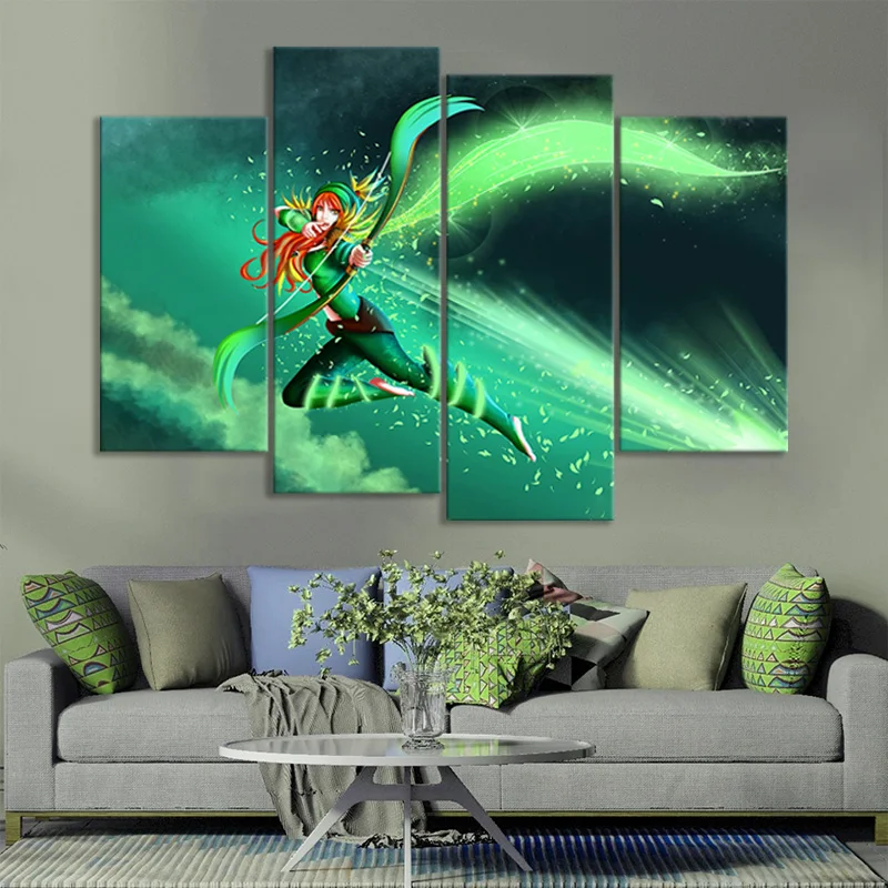 Modular Picture Canvas 4 Panel Dota 2 Game Role Painting Wall Art Posters Print Modern For Living R