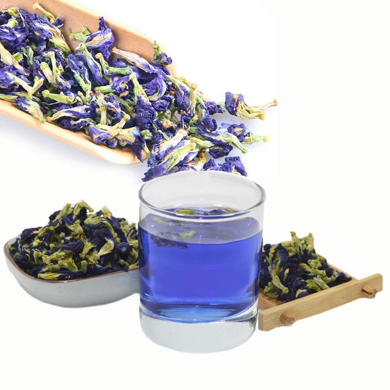 

100g.Clitoria Ternatea Tea.thai Blue Butterfly Pea tea.Vitamin A mixed in Coffee green living put in tea infuser without cup New