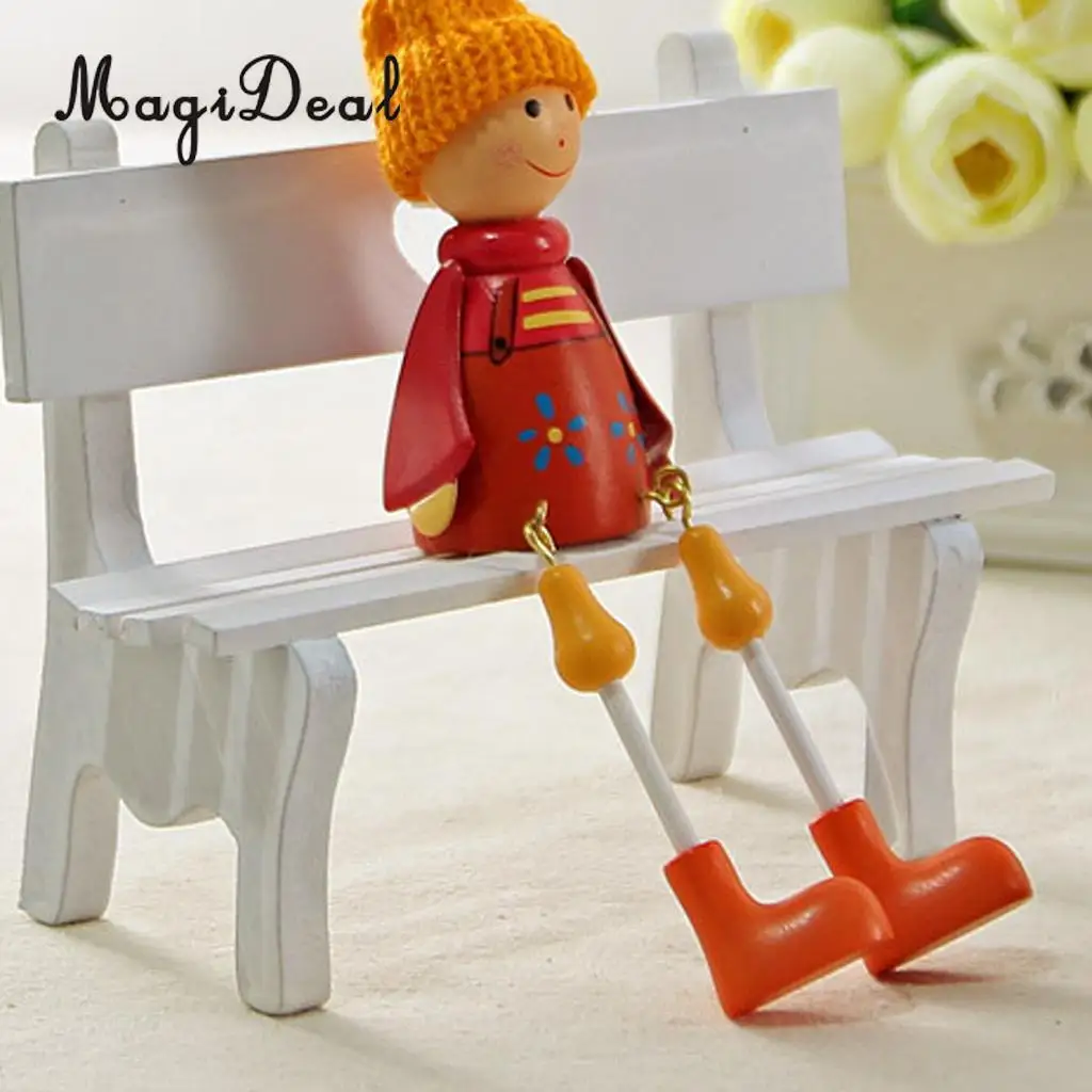 MagiDeal Garden Decor Miniature Dollhouse Tools Wooden Mini Bench Dollhouse Garden DIY Decor 3 Colors PICK