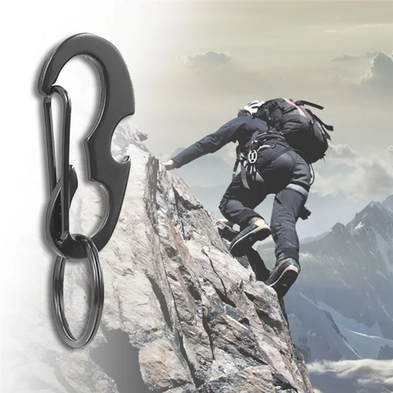 

Outdoor Portable Multi EDC Tools D Shaped Carabiner Clip Snap Hook EDC Belt Keyring Keychain Buckle Bottle Opener Buckle