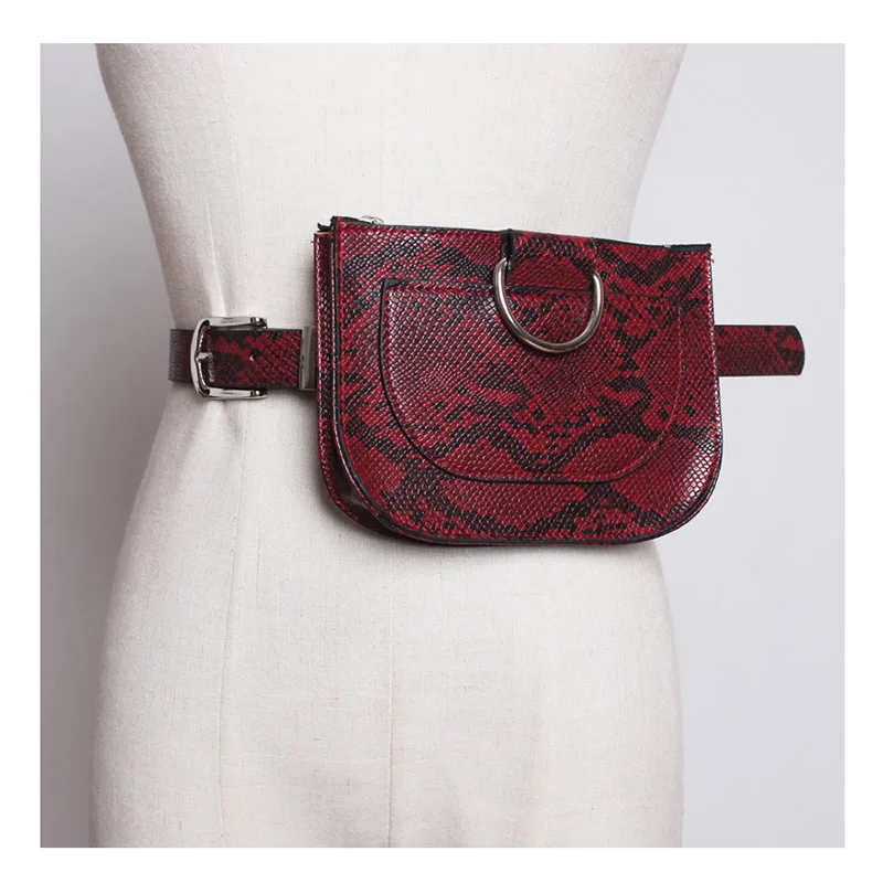 Red waist bag Женская поясная сумка из змеиной кожи, поясная сумка из искусственной кожи, женский модный пояс из змеиной кожи, высокое качество, Женский кошелек B31 - Цвет: Red waist bag