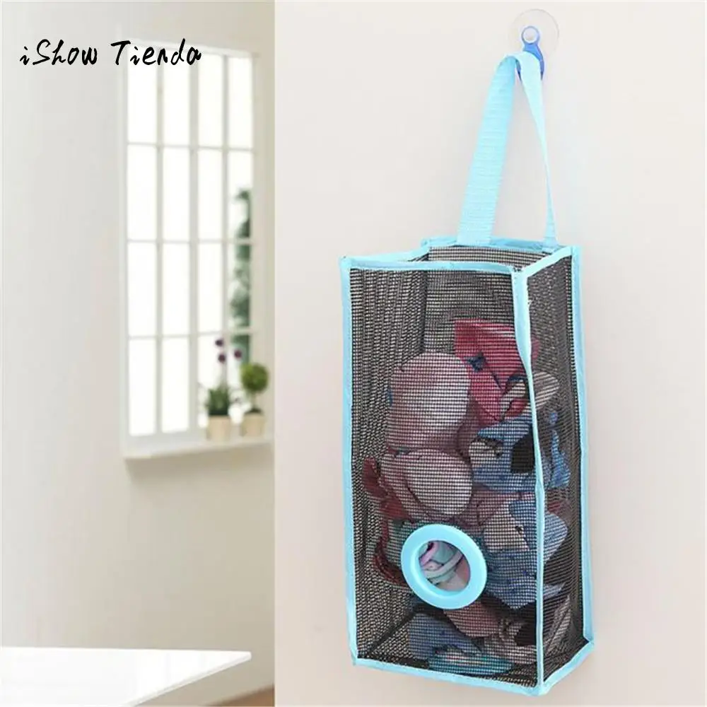 

2PCS Storage Bags Kitchen Hanging Type Breathable Mesh Grid Garbage Bags Grocery Sundries Pouch Home Organizer Holder Supplies