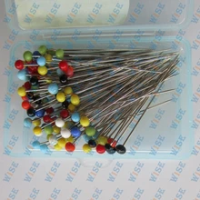 100 COLOR GLASS PEARLIZED HEAD STRAIGHT PINS~35mm # GPH-100