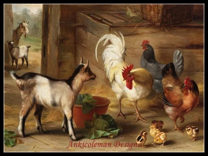 Куры коровы. Деревенские животные. Домашние сельскохозяйственные животные. Корова и курица. Деревенская коза.