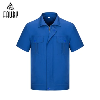 

2019 Unisex Working Clothes Welding Suits Short Sleeve Coveralls Working Uniforms Repair Workshop Uniform Jacket+Pants Overalls