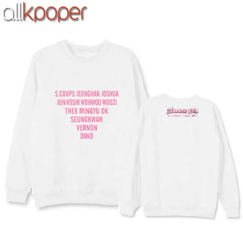 Allkpoper Поп семнадцать Sweatershirt Алмазный край концерт толстовка с капюшоном Повседневное письмо