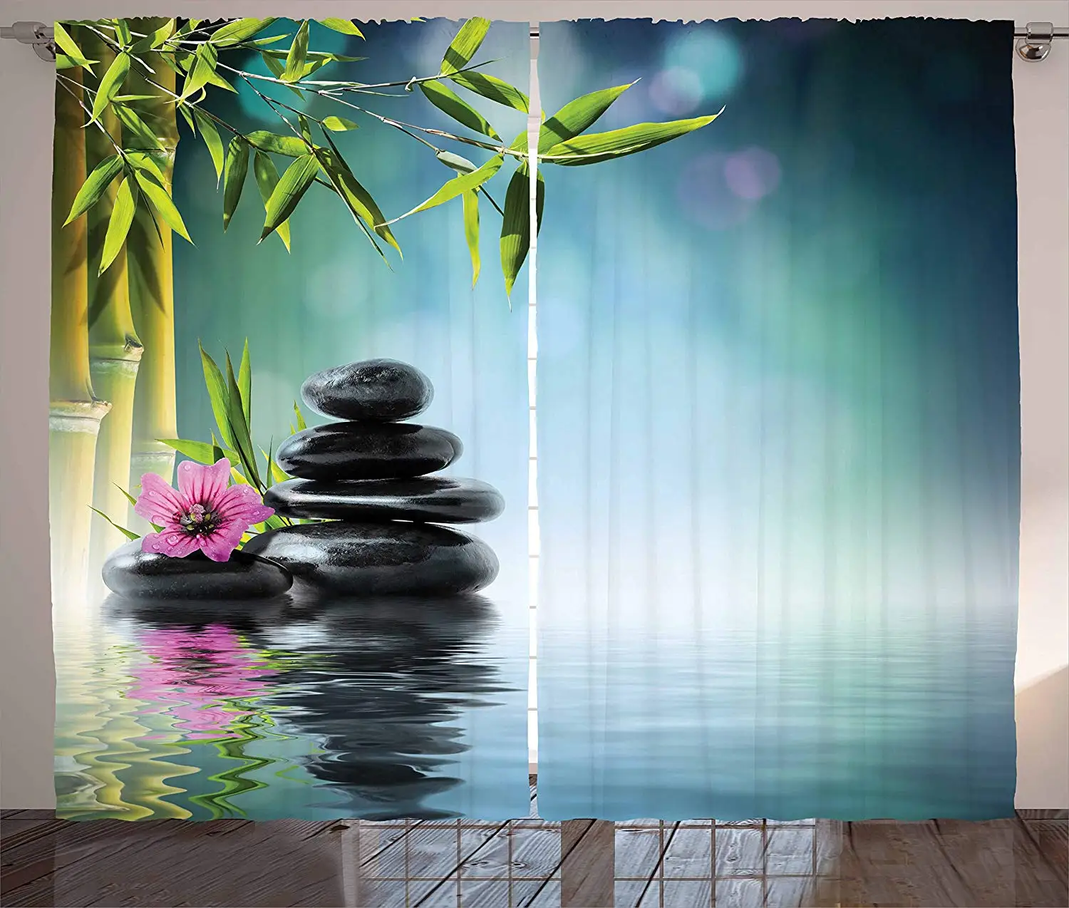 Zen Garden оконные шторы розовые цветы спа камни и бамбуковое дерево на воде Релаксация Theraphy Peace гостиная