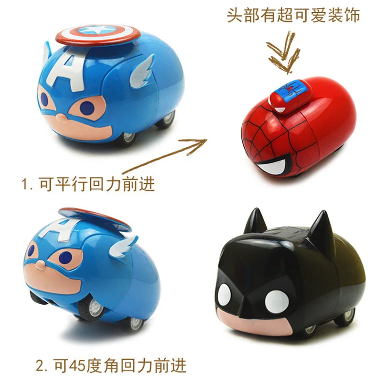 

New 45 Degree Walk Alloy Stunt Car Racing Car Cute Spiderman Batman Captain America Figure Toys Kart Pull Back Car Kids Toy gift