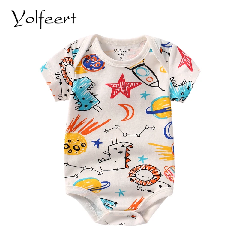 YOLFEERT 1pc Short Sleeve 3 18M Baby Bodysuit Newborn Baby Boy Summer