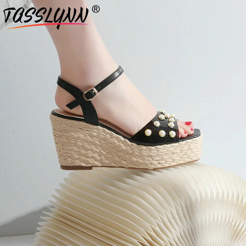 

TASSLYNN 2019 Women Sandals Fashion Plastic Wedges Shoes for Women Fisherman Buckle Strap Clear Shoes Wedge Sandals Size 34-39