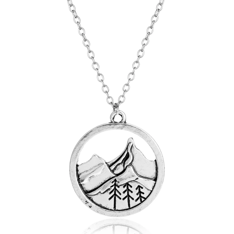 

Men's Long Chain Necklace Mountain Tree Pattern Pendant Necklace Fashion Jewelry Accessories Neck Lace Collier