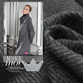 

150cm wide dark grey wool woolen fabric herringbone wool coat and fabric along the thick section