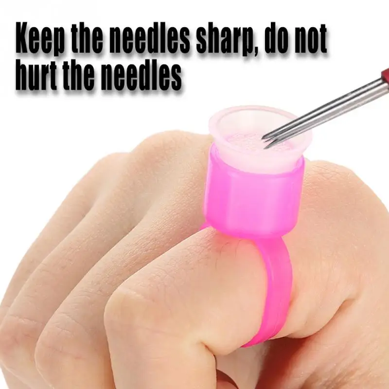 

50pcs/100pcs Tattoo Ink Black Pink Cap Ring Pigment Ring Cup With Sponge Tattoo Accessories Microblading Pigment Holder Clean