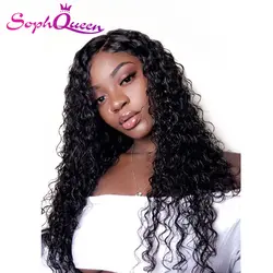Soph queen синтетические волосы на кружеве человеческие Искусственные парики глубокая волна человеческие волосы парик перуанские прямые