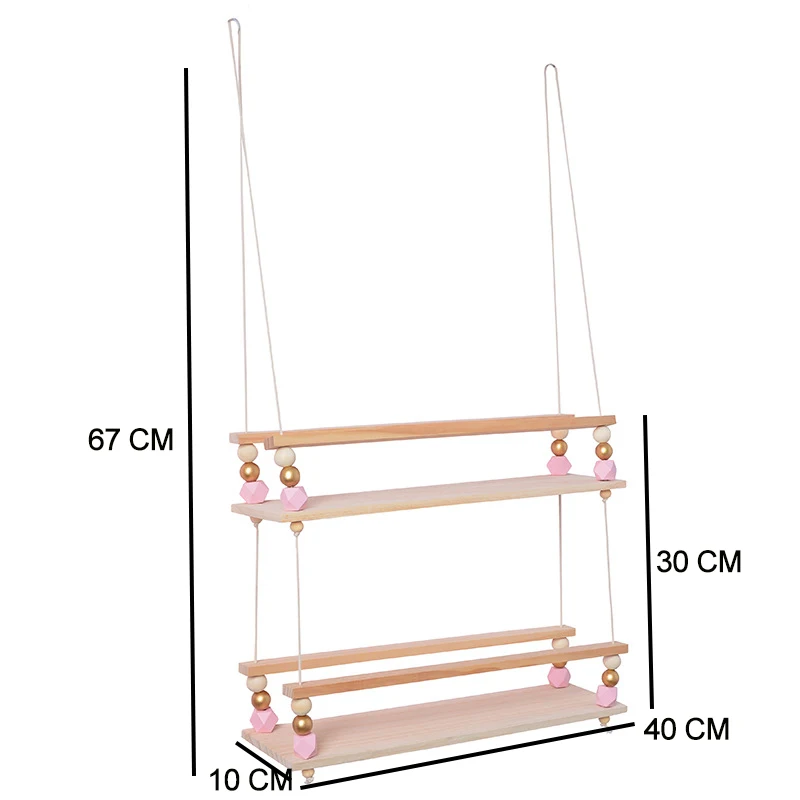 Деревянная полка для маленькой девочки, декор для детской комнаты в скандинавском стиле, полка для детской комнаты с бусинами, декор для детской комнаты