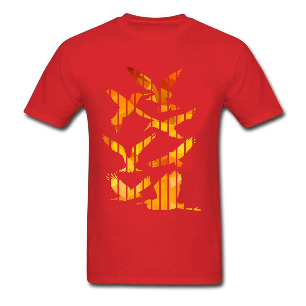 Hot Sale LETS THE BIRDS FREE Family Short Sleeve T Shirts NEW YEAR DAY O Neck Cotton Fabric Tops Shirts for Men T-shirts Custom LETS THE BIRDS FREE red