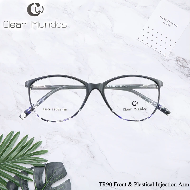 CLEAR MUNDOS Man Fashionable Glasses Spring Hinge Frames TR 90 Glasses Clear lens Eyeware Square Frame for T8006